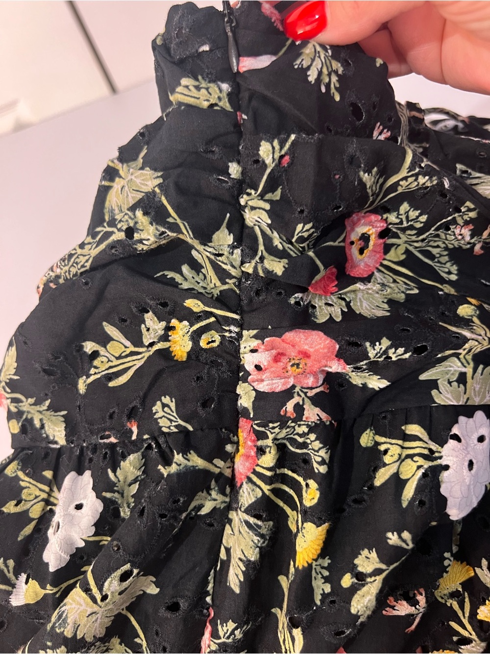 ZARA FLORAL PRINTED COTTON MIDI DRESS WITH CUTWORK EMBROIDERY M NWT. - Picture 11 of 12